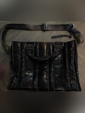 Steve Madden Black Quilted Gloss Tote